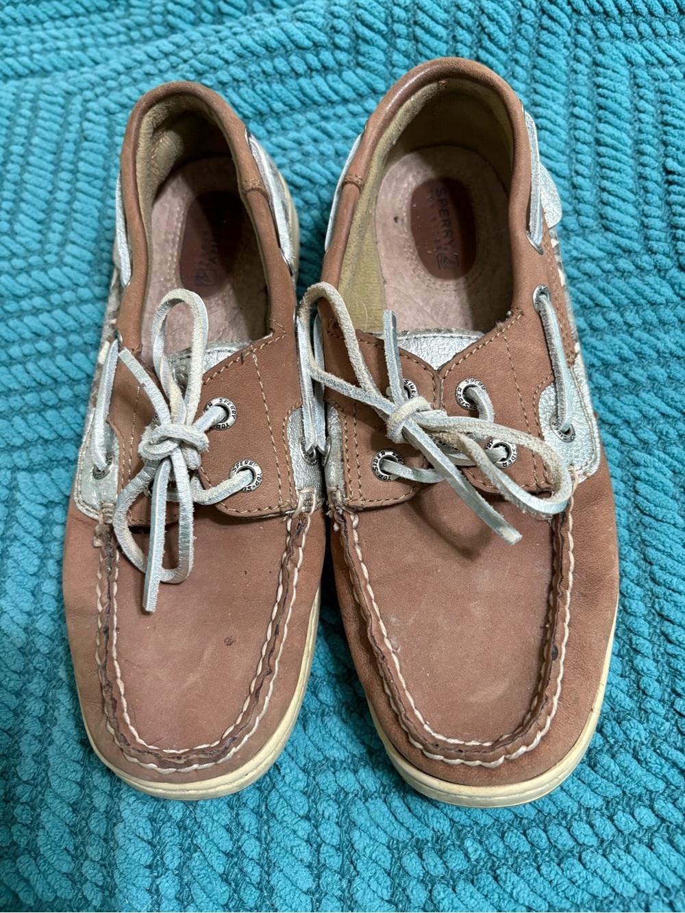 Sperry Brown and Beige Leather Boat Shoes